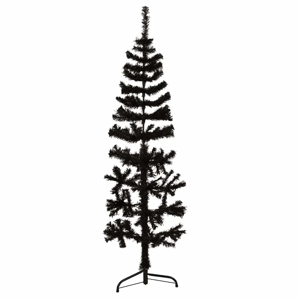 Black Slim Artificial Half Christmas Tree
