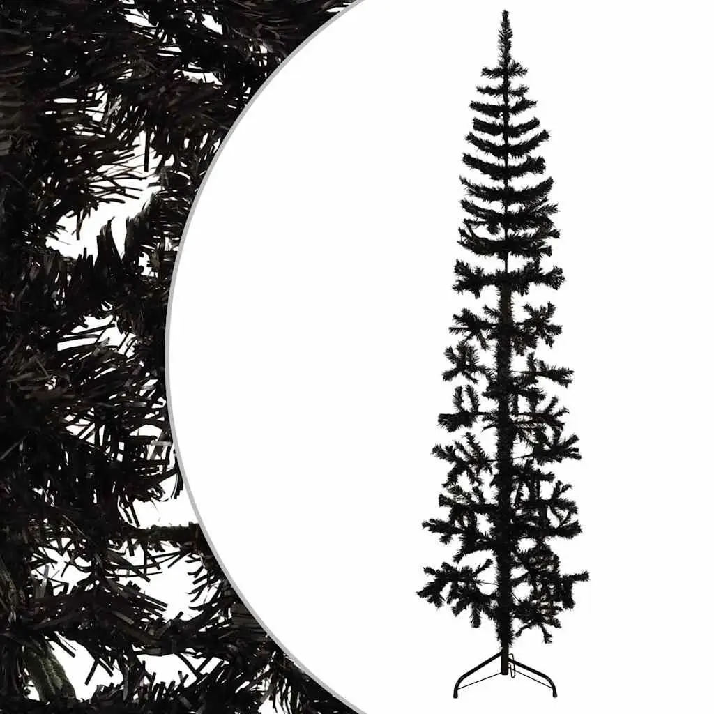 Artificial Half Christmas Tree Slim Black 180cm Home Decor