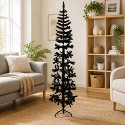 Slim Artificial Half Christmas Tree with Stand Space-Saving Holiday Decoration