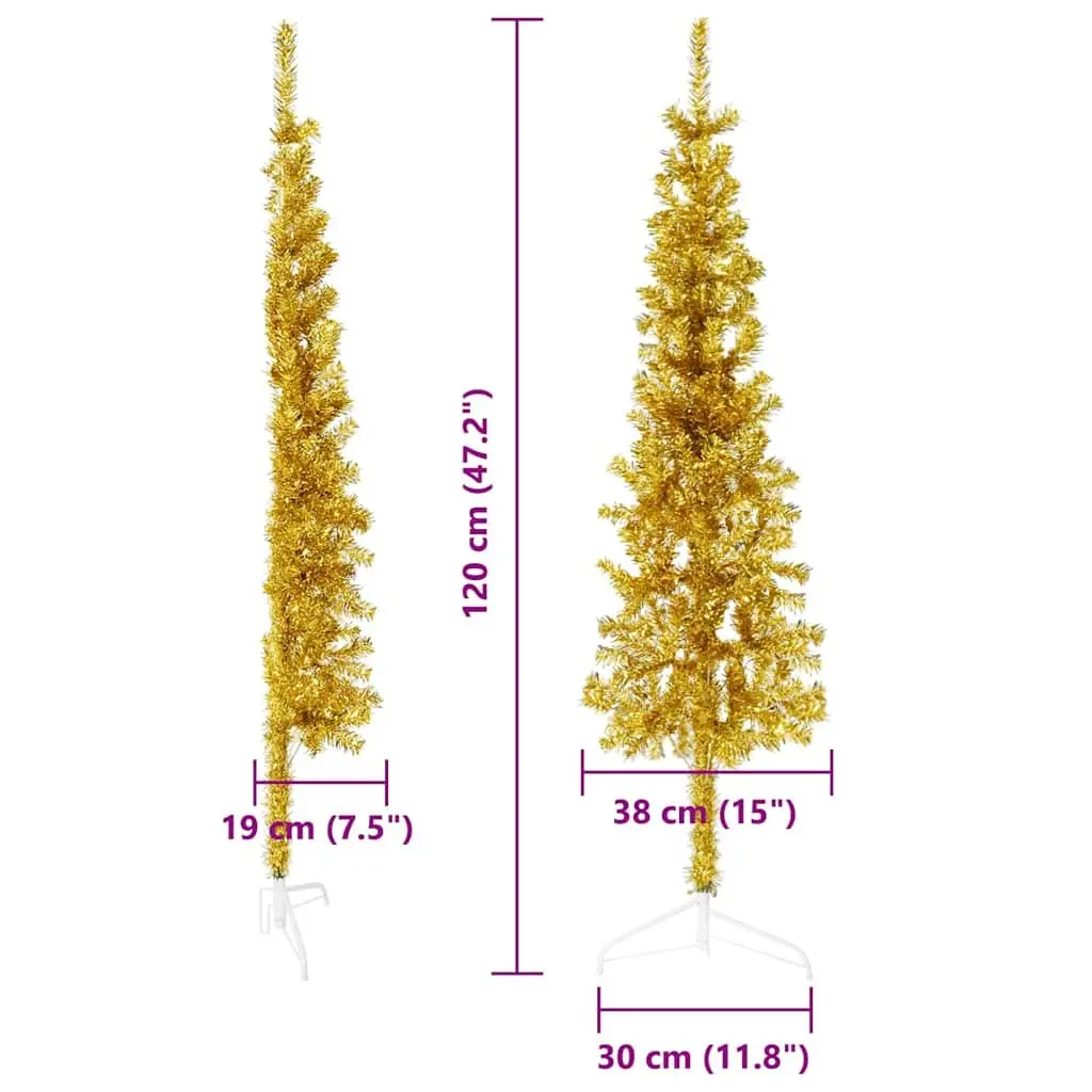 Half Artificial Christmas Tree for Home Decoration 120 cm Gold