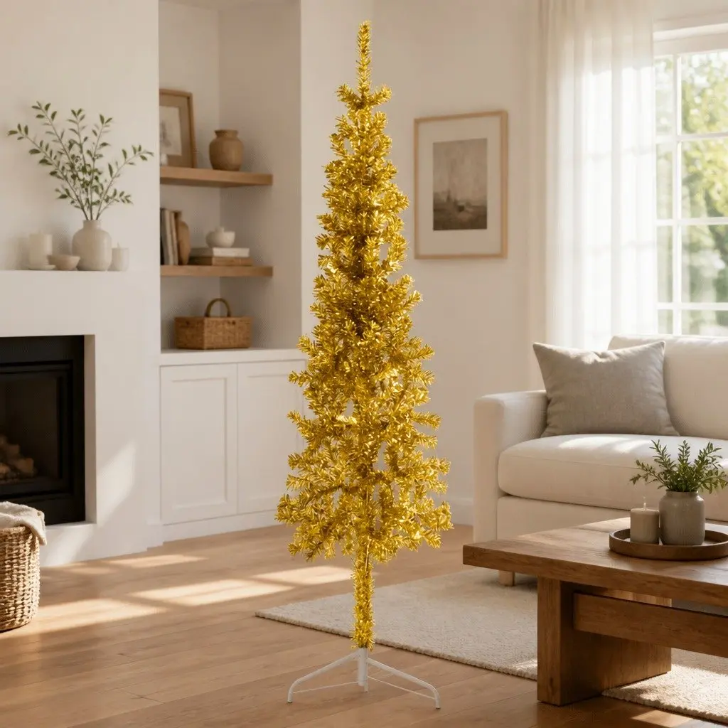 Half Christmas Tree for Home 150cm Gold Seasonal Decoration