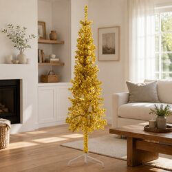 150cm Gold Slim Artificial Half Christmas Tree Details