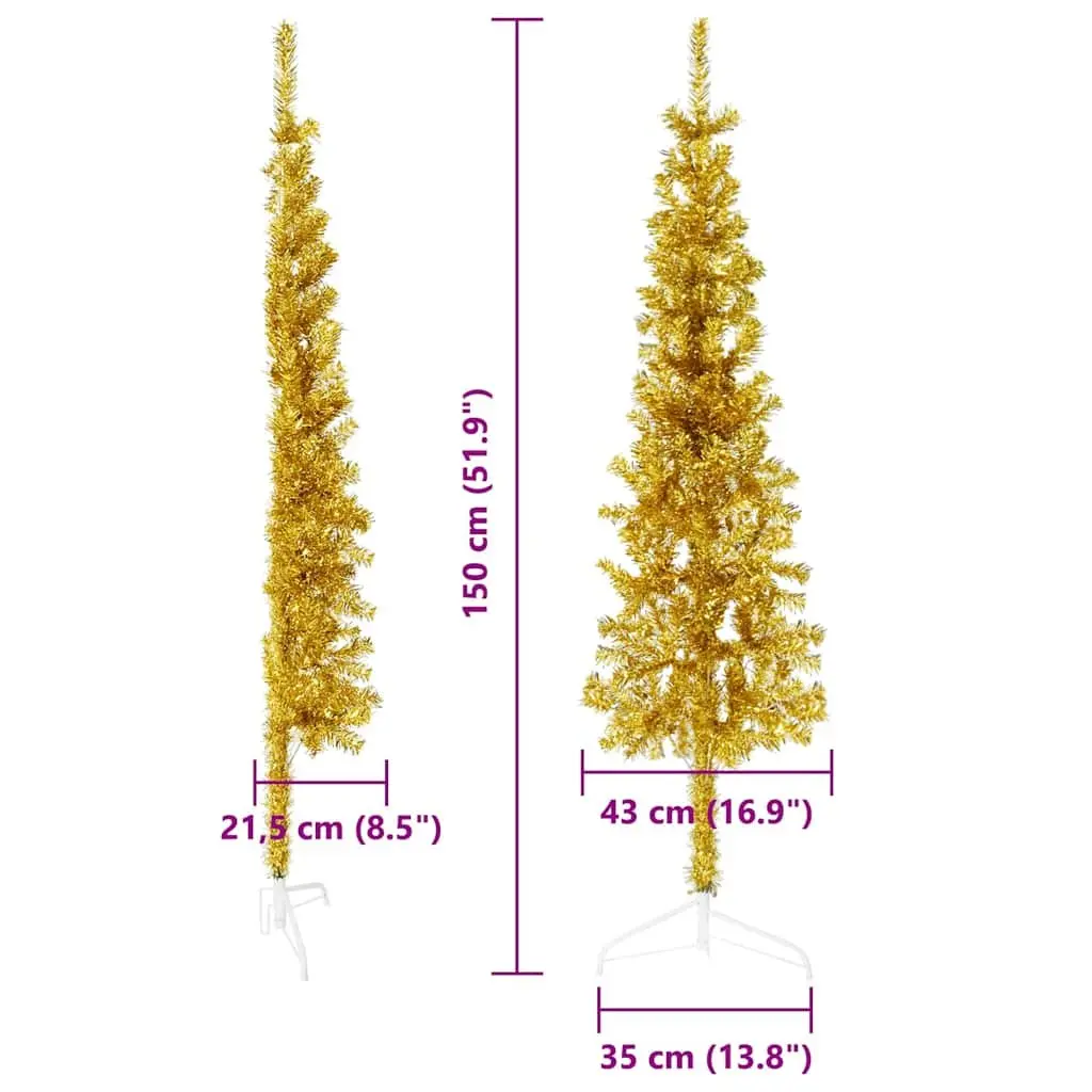 Half Christmas Tree for Home 150cm Gold Seasonal Decoration