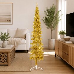 Artificial Half Christmas Tree: 180 cm, Gold, PVC