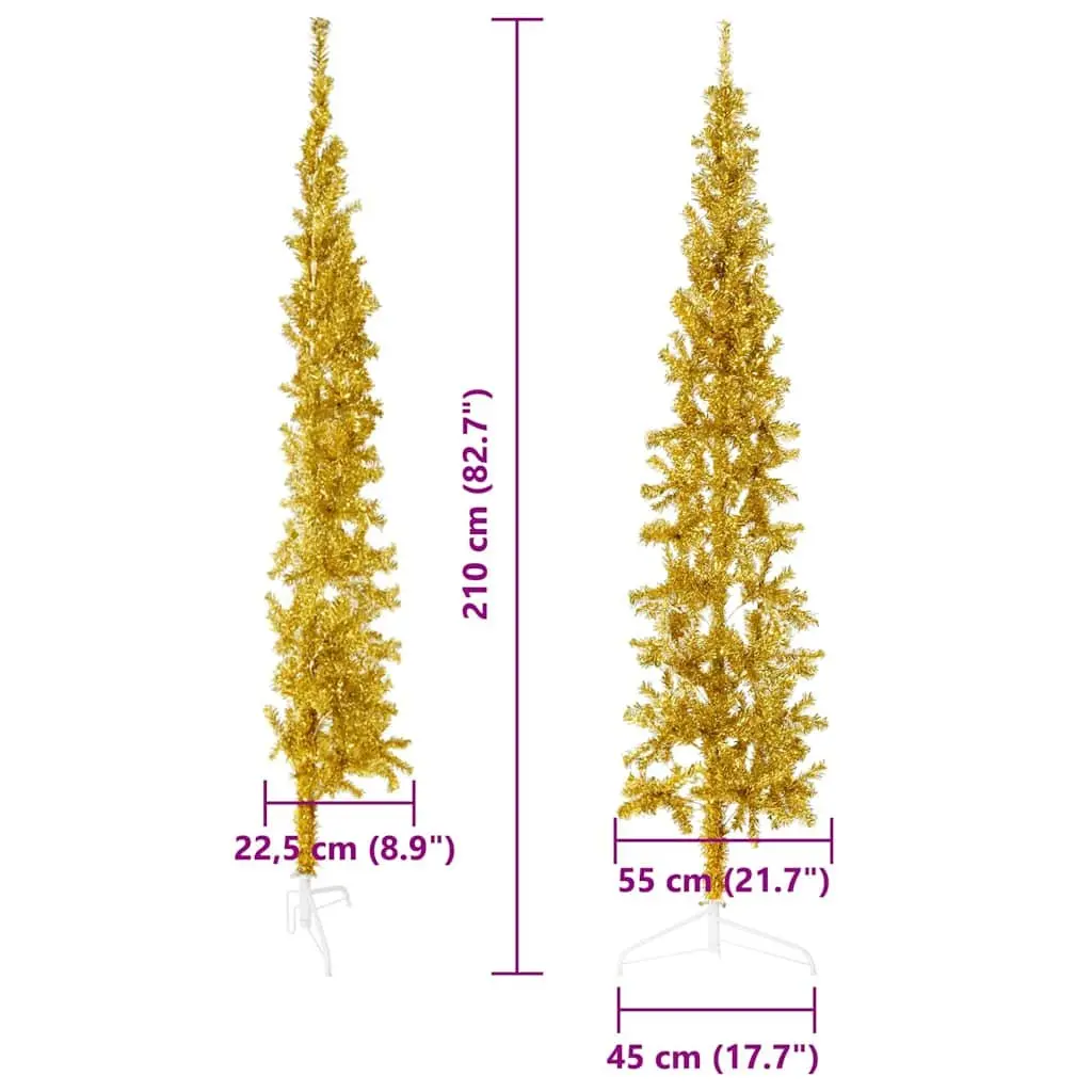 Half Christmas Tree for Home Decoration 210cm Gold