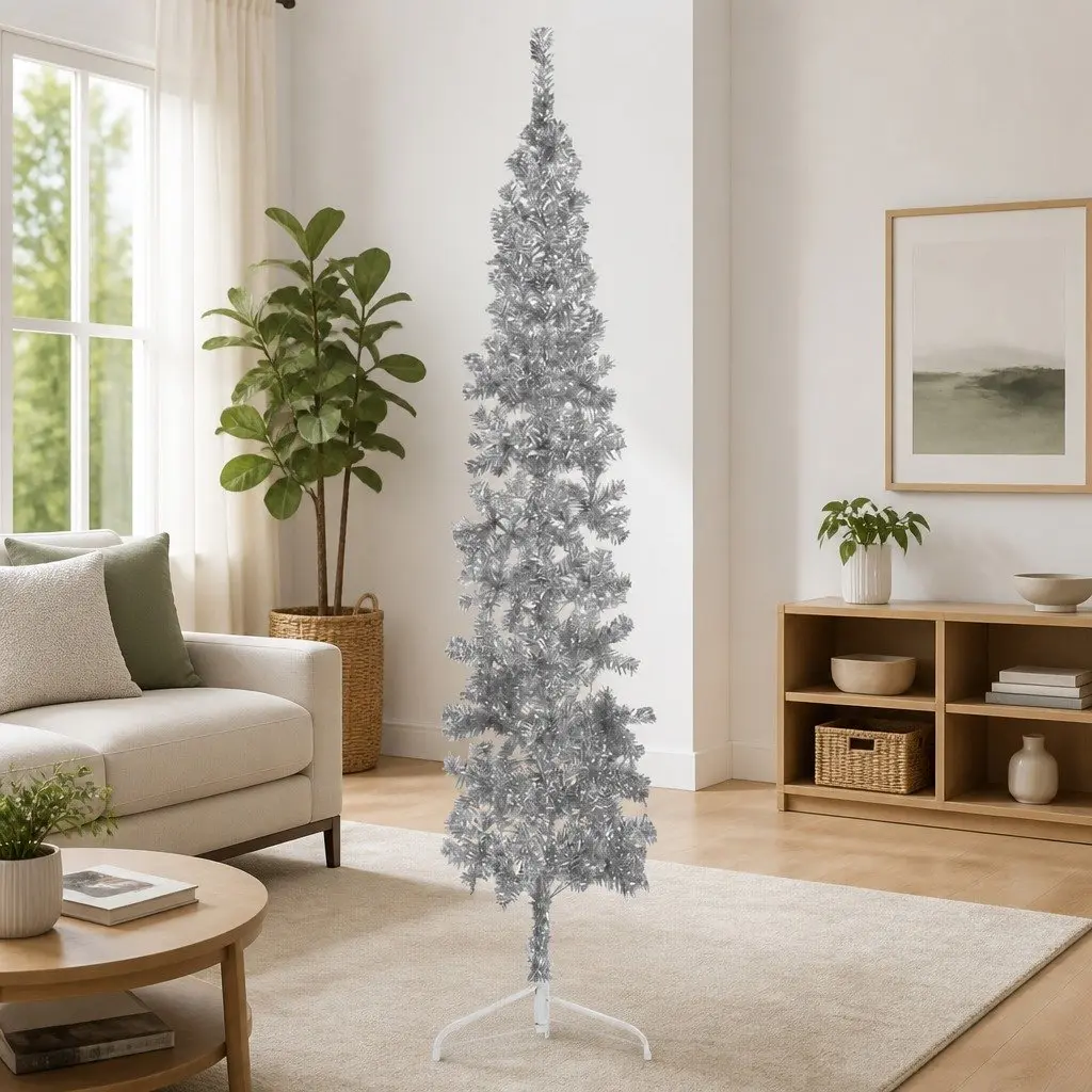 Artificial Half Christmas Tree for Home 210cm Silver