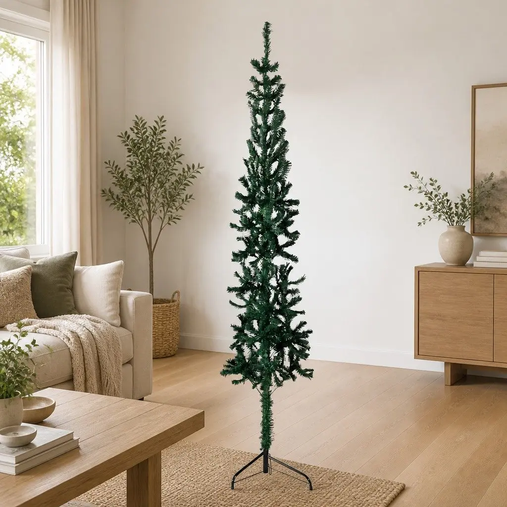 Half Christmas Tree for Home 150cm Slim Green Space Saving