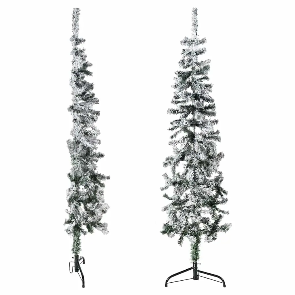 Artificial Half Christmas Tree Wall-Mount 150cm Flocked Snow Holiday Decor