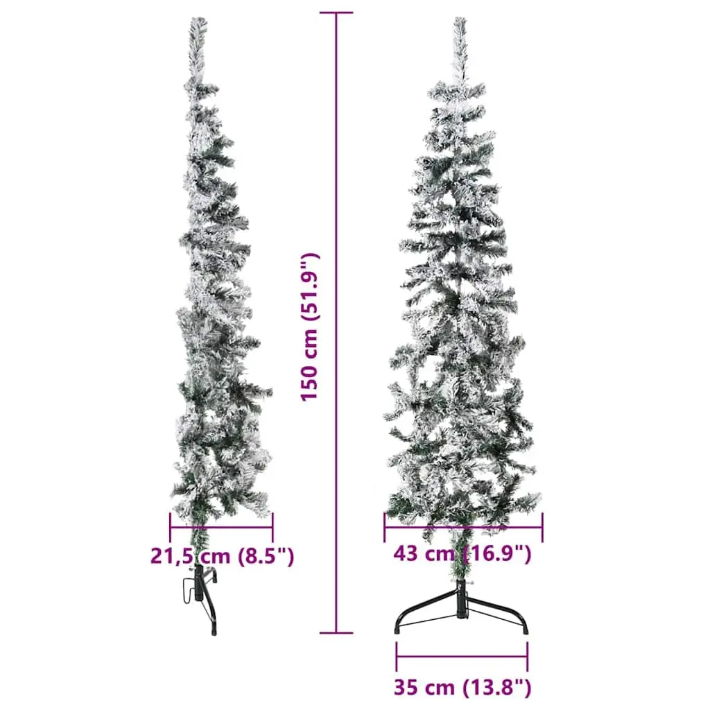 Artificial Half Christmas Tree Wall-Mount 150cm Flocked Snow Holiday Decor