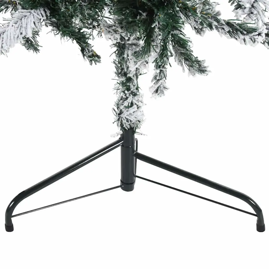 Half Christmas Tree 210cm Green PVC Construction with Flocked Snow