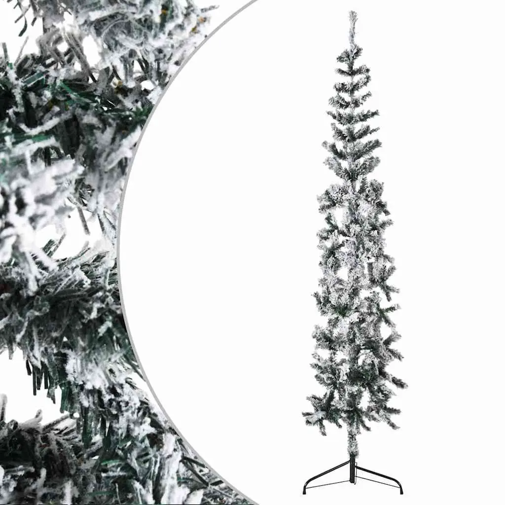 Artificial Half Christmas Tree for Seasonal Holiday Decoration 240cm Flocked Snow Green