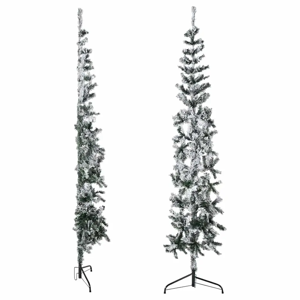 Artificial Half Christmas Tree for Seasonal Holiday Decoration 240cm Flocked Snow Green