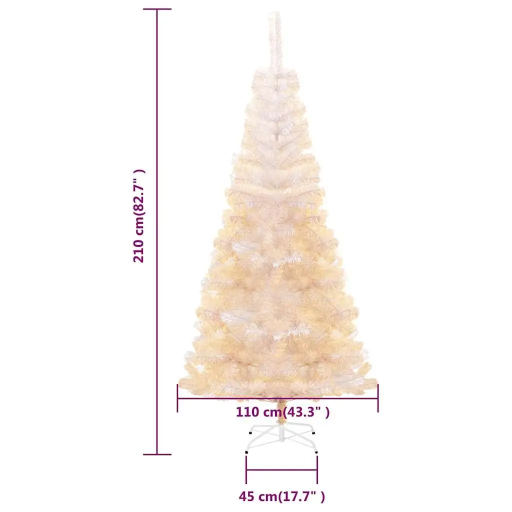 Artificial Christmas Tree Seasonal Decoration 210cm White Iridescent Tips PVC Bushy