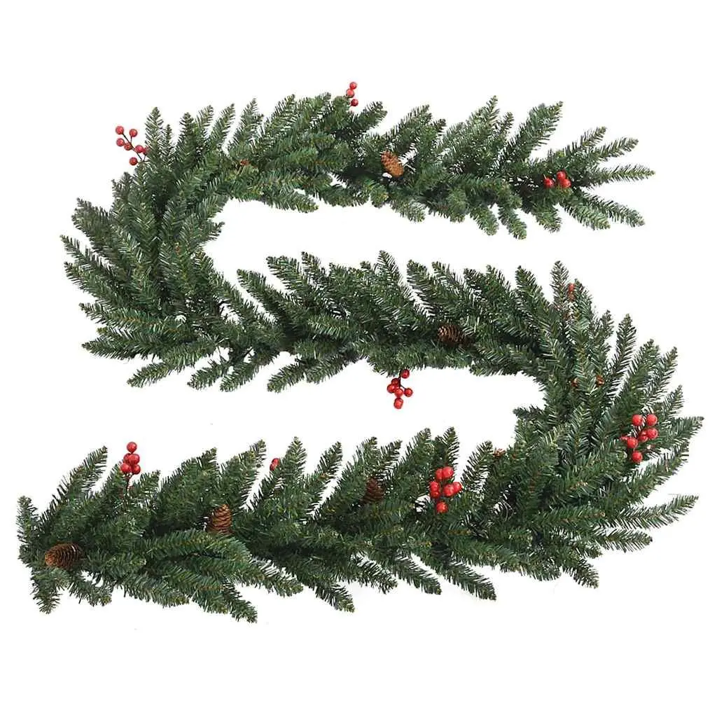 Artificial Christmas Tree Set 2 Pieces for Holiday Decoration with Wreath and Garland LED Lights