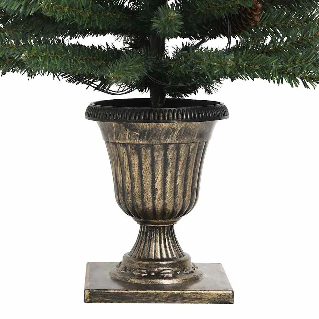 Artificial Christmas Tree Set 2 Pieces for Holiday Decoration with Wreath and Garland LED Lights