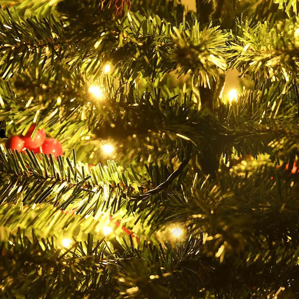 Artificial Christmas Tree Set 2 Pieces for Holiday Decoration with Wreath and Garland LED Lights