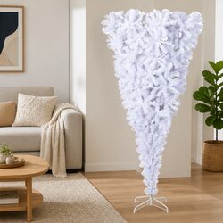White Upside-Down Artificial Christmas Tree 210 cm Height
