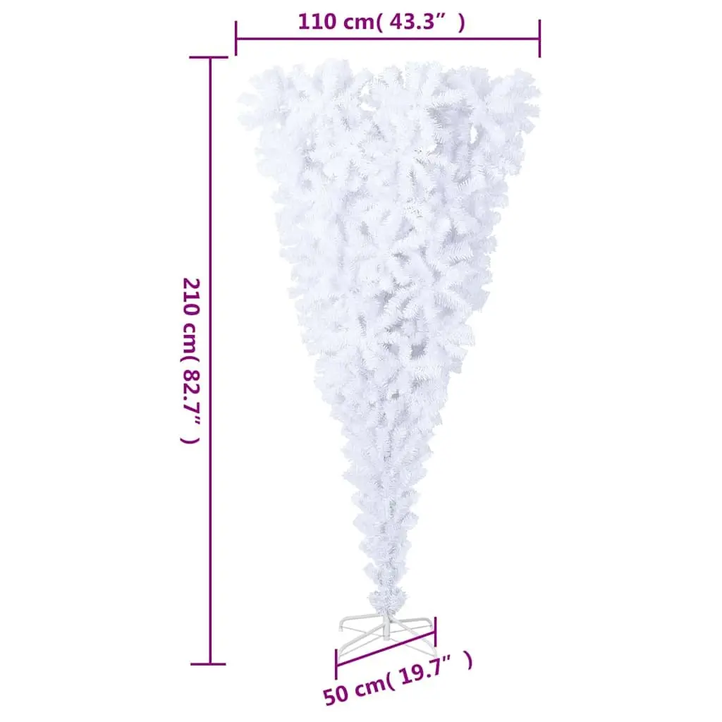 Upside-Down Artificial Christmas Tree for Home Decoration 210cm White
