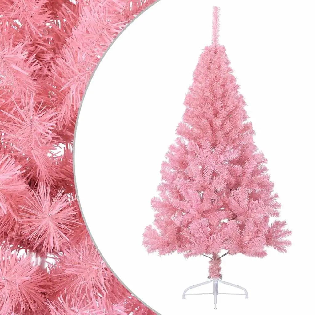 Half-Round Pink Christmas Tree with Steel Stand, 120 cm