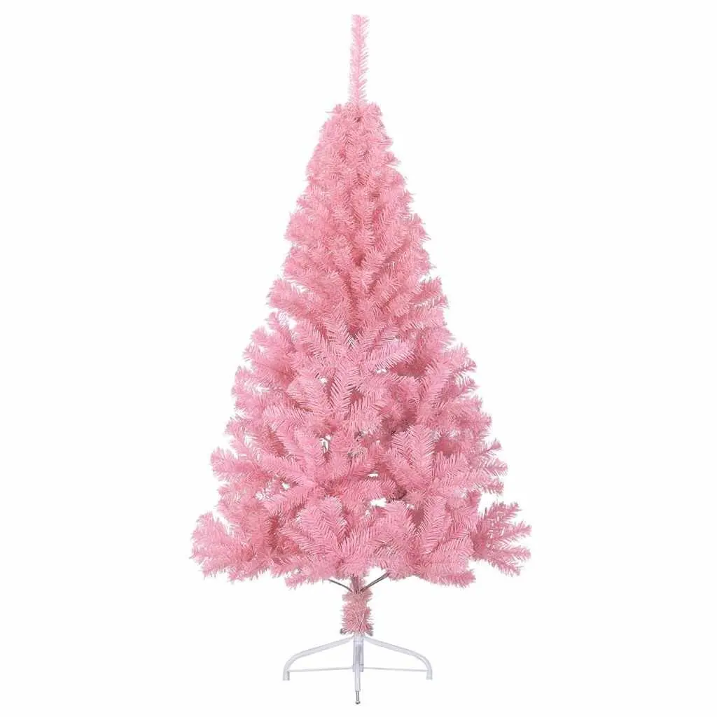 Half-Round Pink Christmas Tree with Steel Stand, 120 cm