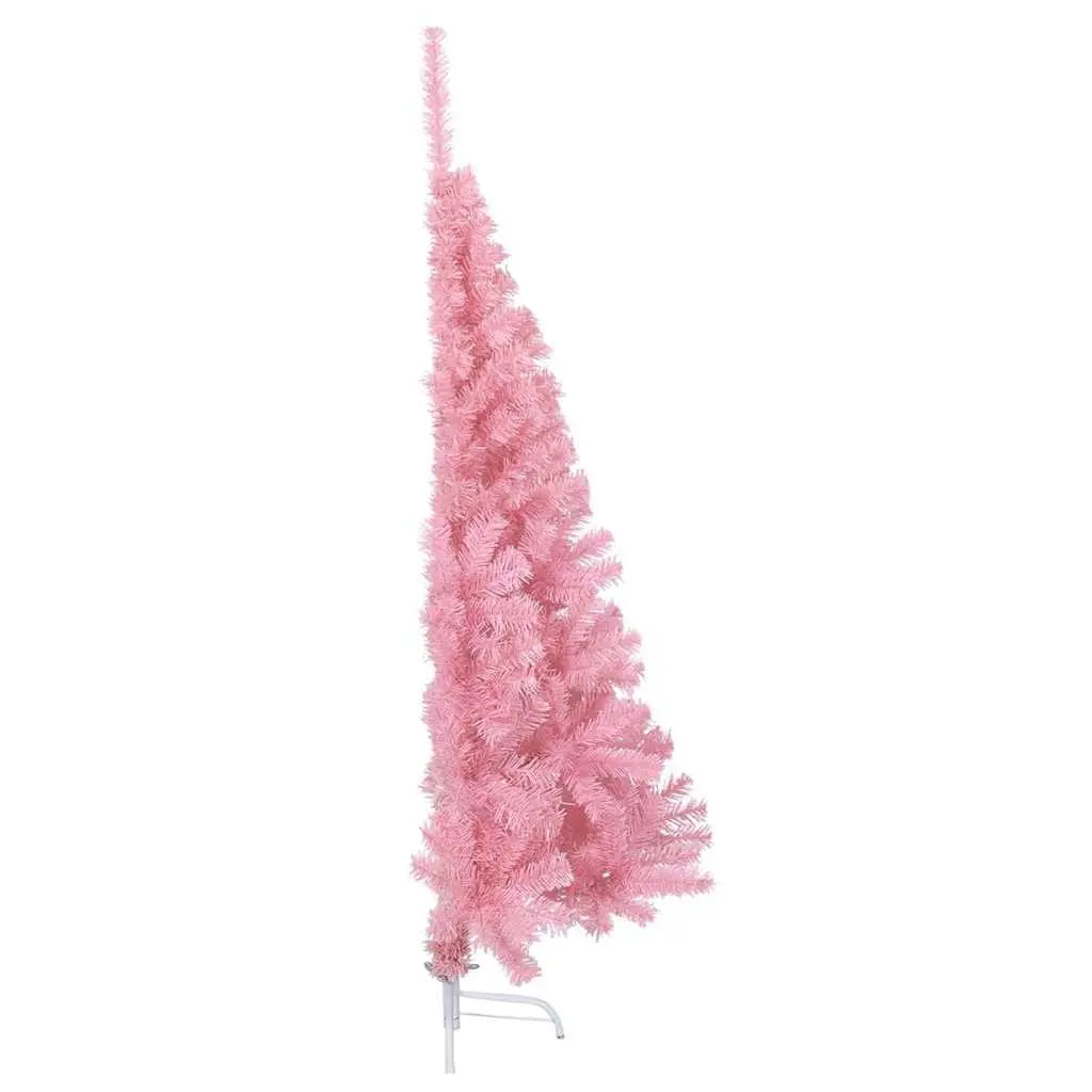 Half-Round Pink Christmas Tree with Steel Stand, 120 cm