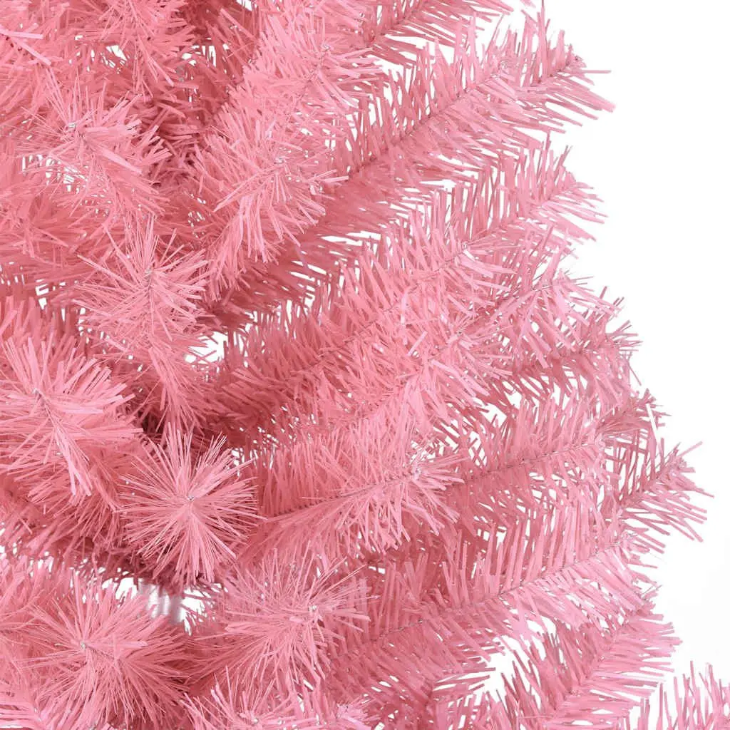 Half-Round Pink Christmas Tree with Steel Stand, 120 cm