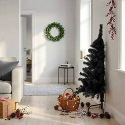 Half Christmas Tree 120cm Black PVC with Steel Stand