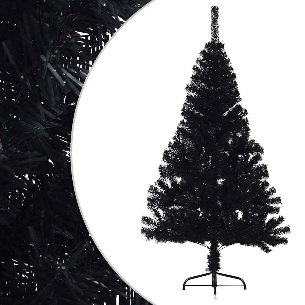 Half Christmas Tree Black 150cm Artificial Decoration for Corner or Wall Space