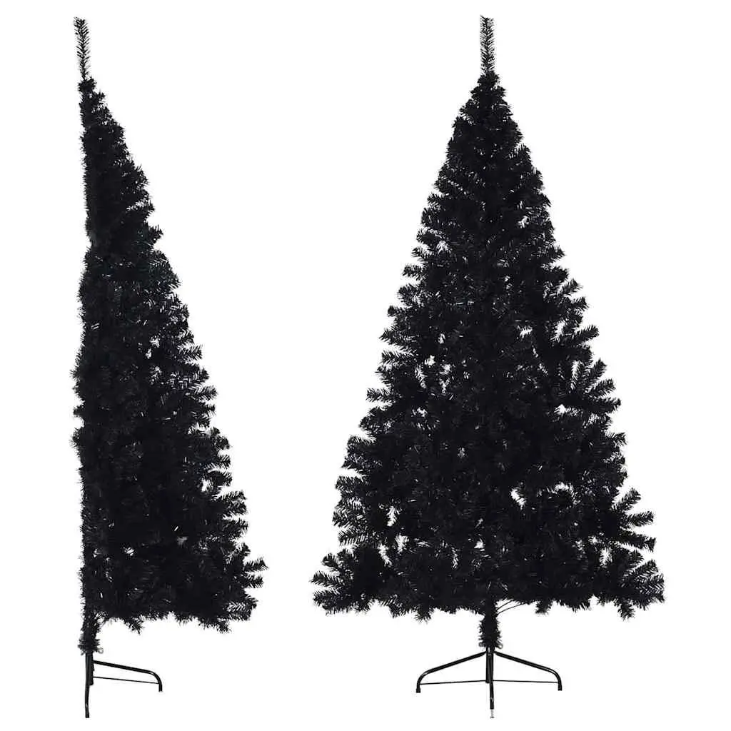Artificial Half Christmas Tree Wall 180cm Black PVC Bushy Holiday Decor