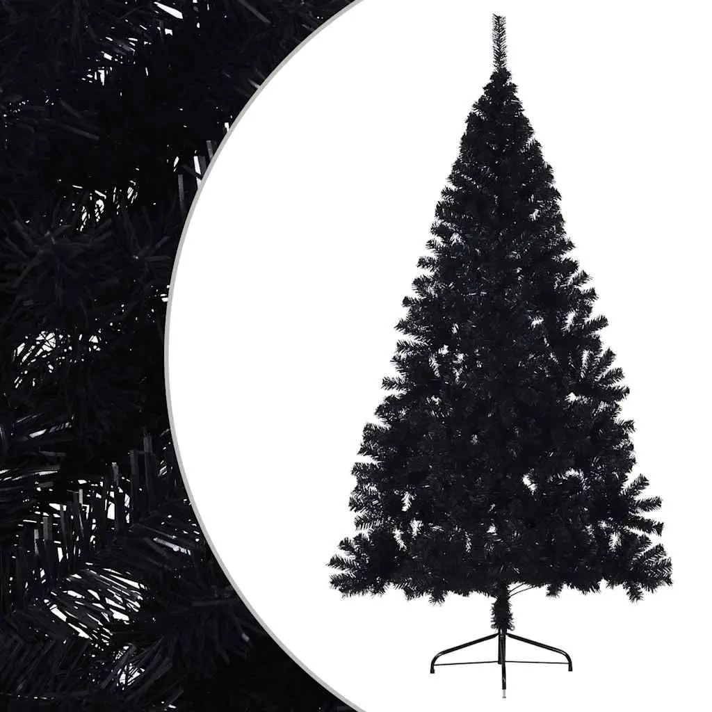 Artificial Half Christmas Tree Wall 180cm Black PVC Bushy Holiday Decor