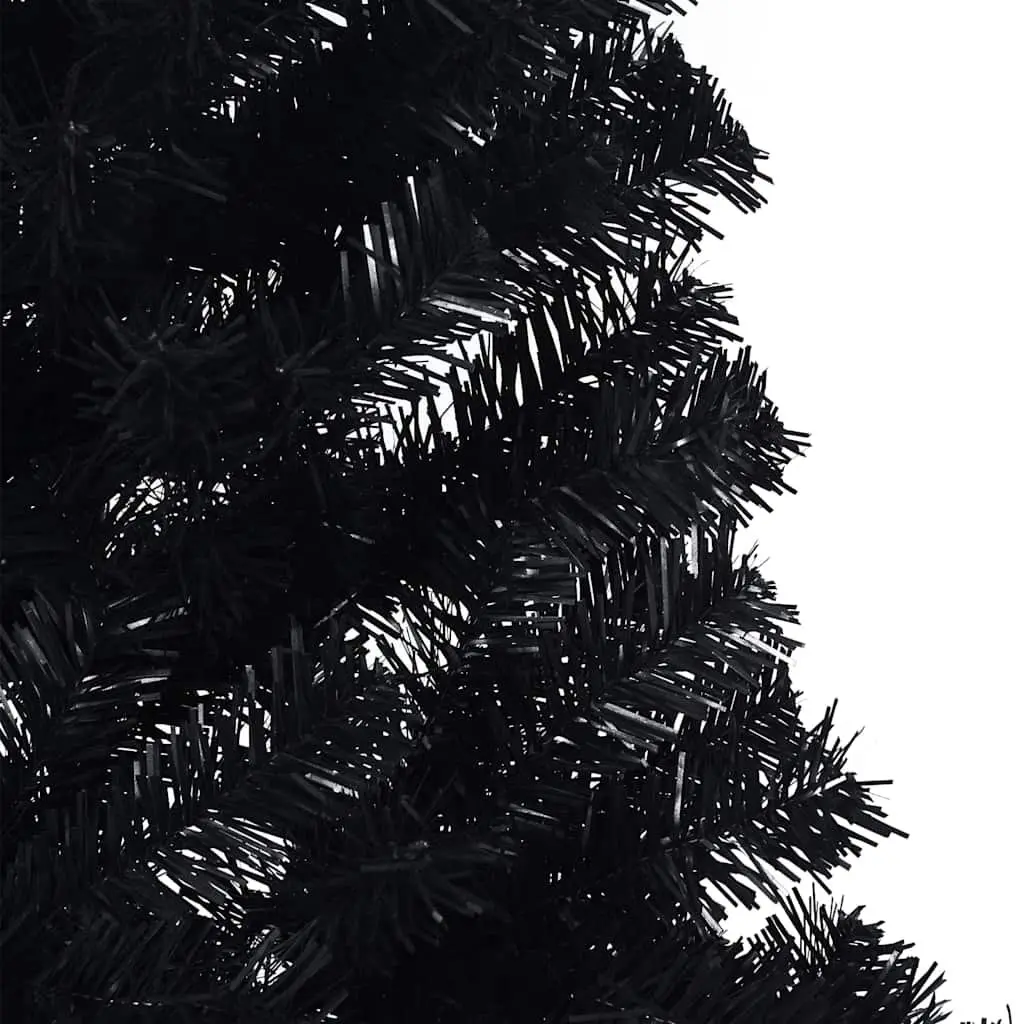 Black Half Christmas Tree with Stand 210 cm