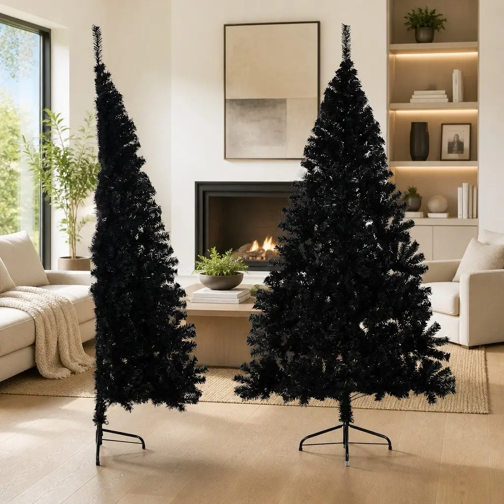 Artificial Half Christmas Tree for Wall Decoration Black 240cm