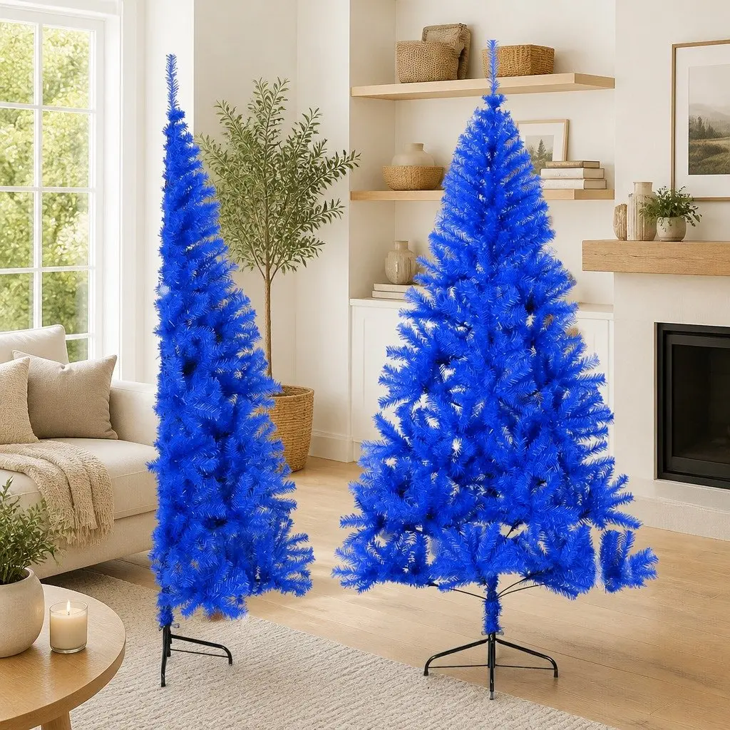Artificial Half Christmas Tree Seasonal Holiday Decor Blue 210 cm
