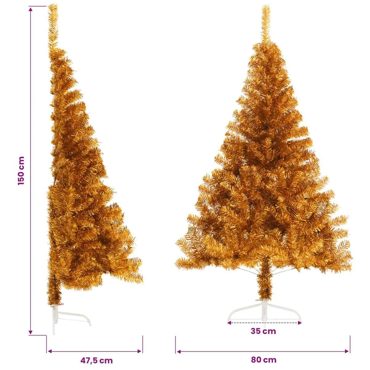 150cm Gold Half Christmas Tree