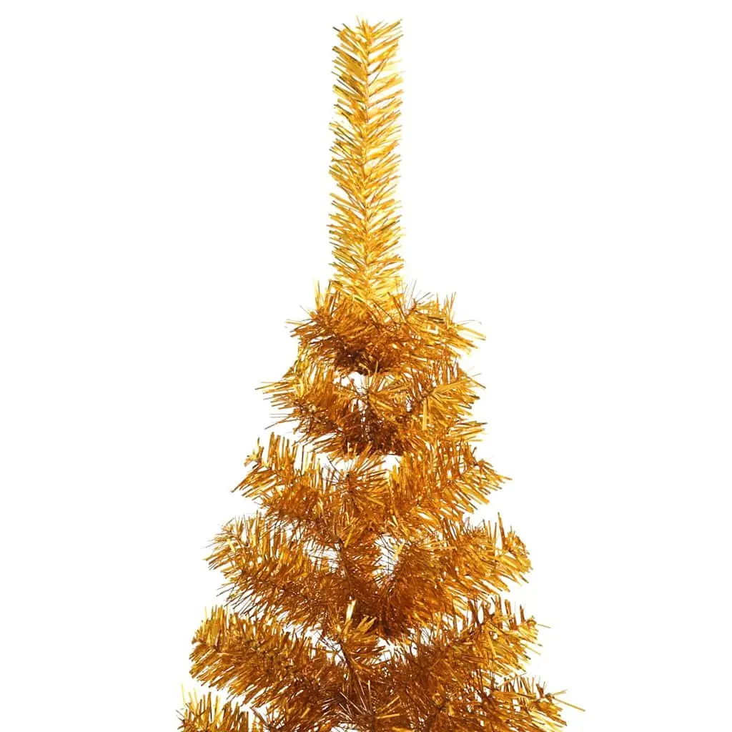 Half Christmas Tree 210cm Gold Artificial Bushy Holiday Decoration Wall Mount