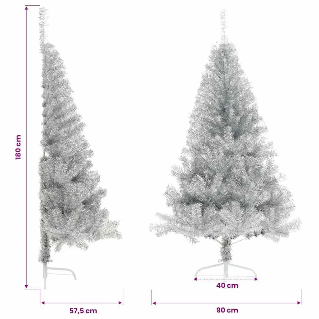 Silver 180cm Half Christmas Tree with Stand