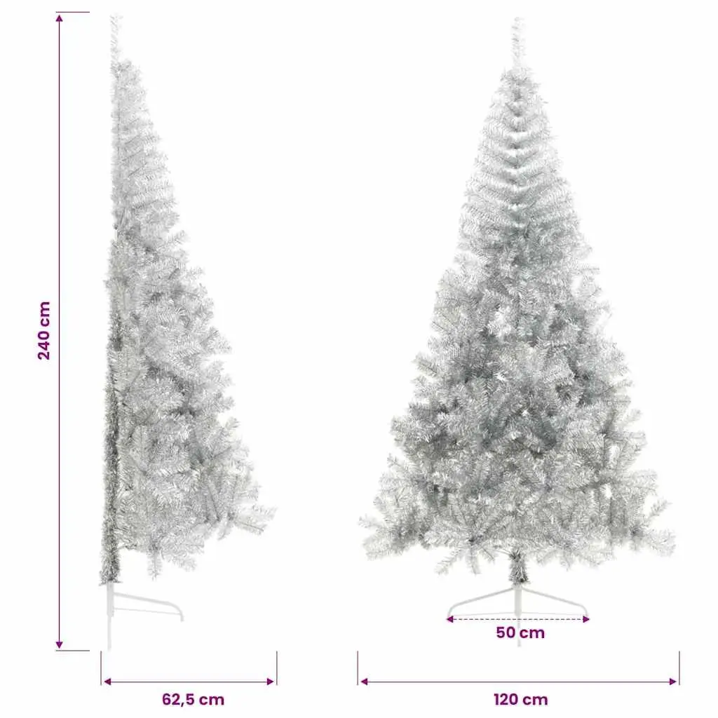 Half Christmas Tree Home Decor 240cm Silver