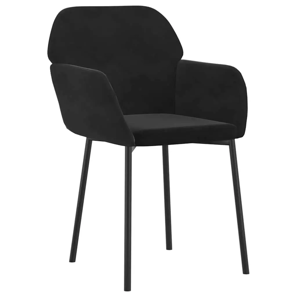 Dining Chairs 2 pcs Black Velvet Kitchen Seat Armrest Backrest Padded Foam