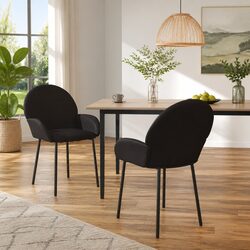 2-Piece Dining Chair Set: Black Faux Leather