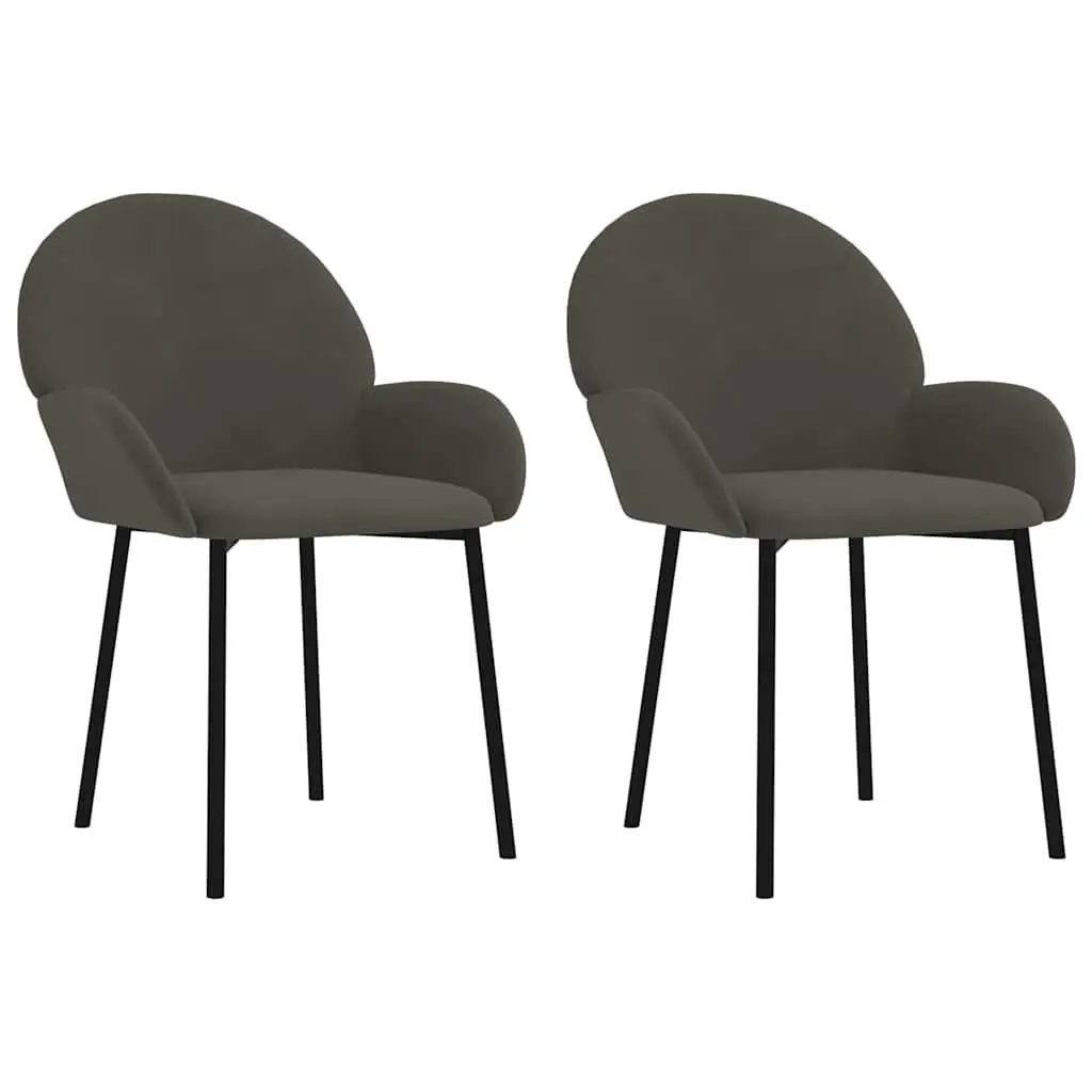 Dining Chairs Set of 2 Grey Velvet Kitchen Room Seating