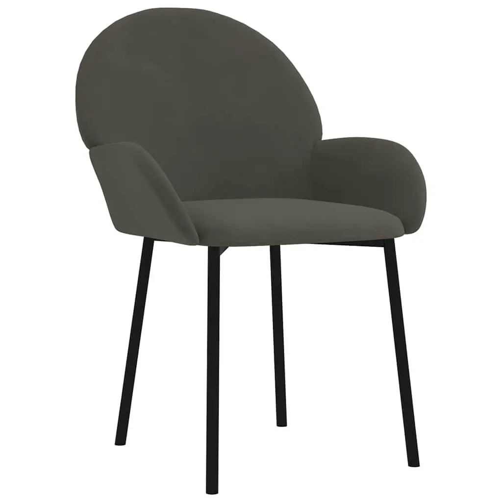 Dining Chairs Set of 2 Grey Velvet Kitchen Room Seating