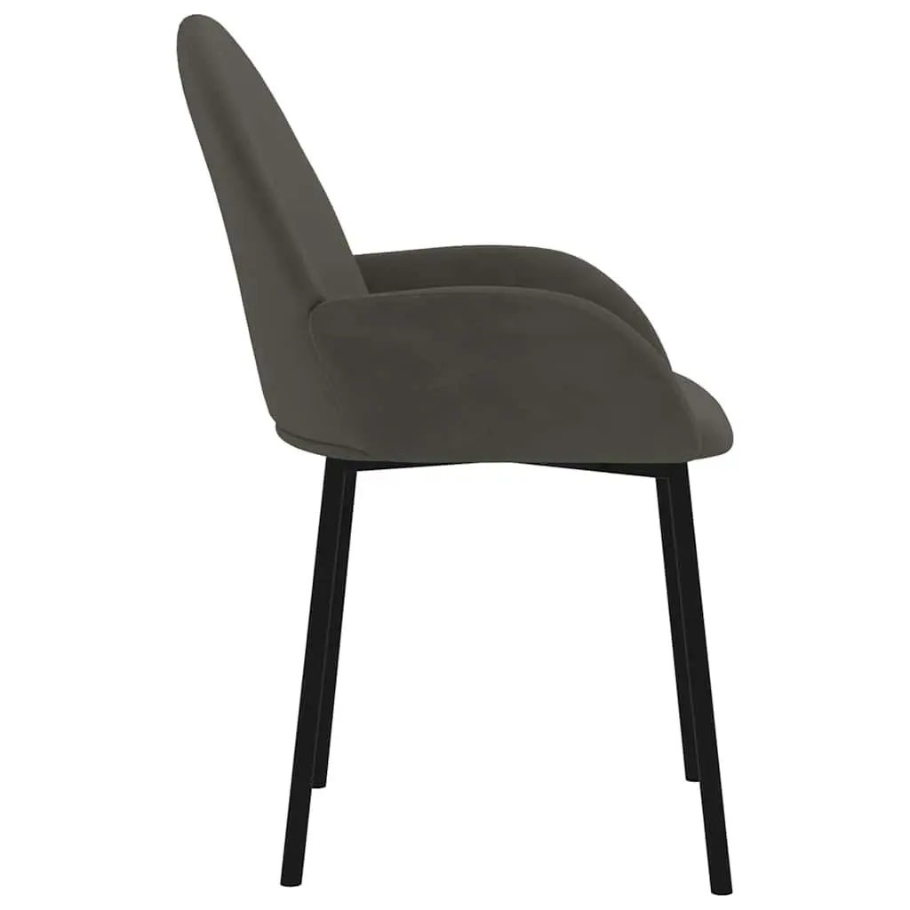 Dining Chairs Set of 2 Grey Velvet Kitchen Room Seating