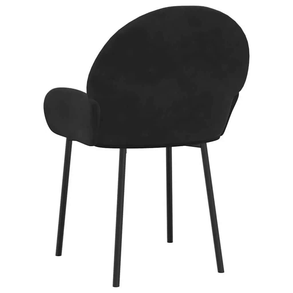 Dining Chairs 2 pcs Black Velvet Kitchen Room Seat Armrest Backrest Padded Foam