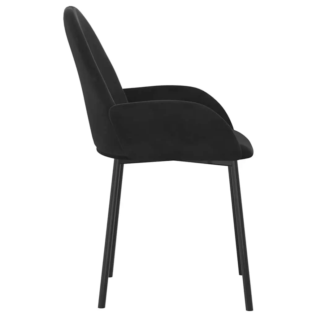 Dining Chairs 2 pcs Black Velvet Kitchen Room Seat Armrest Backrest Padded Foam