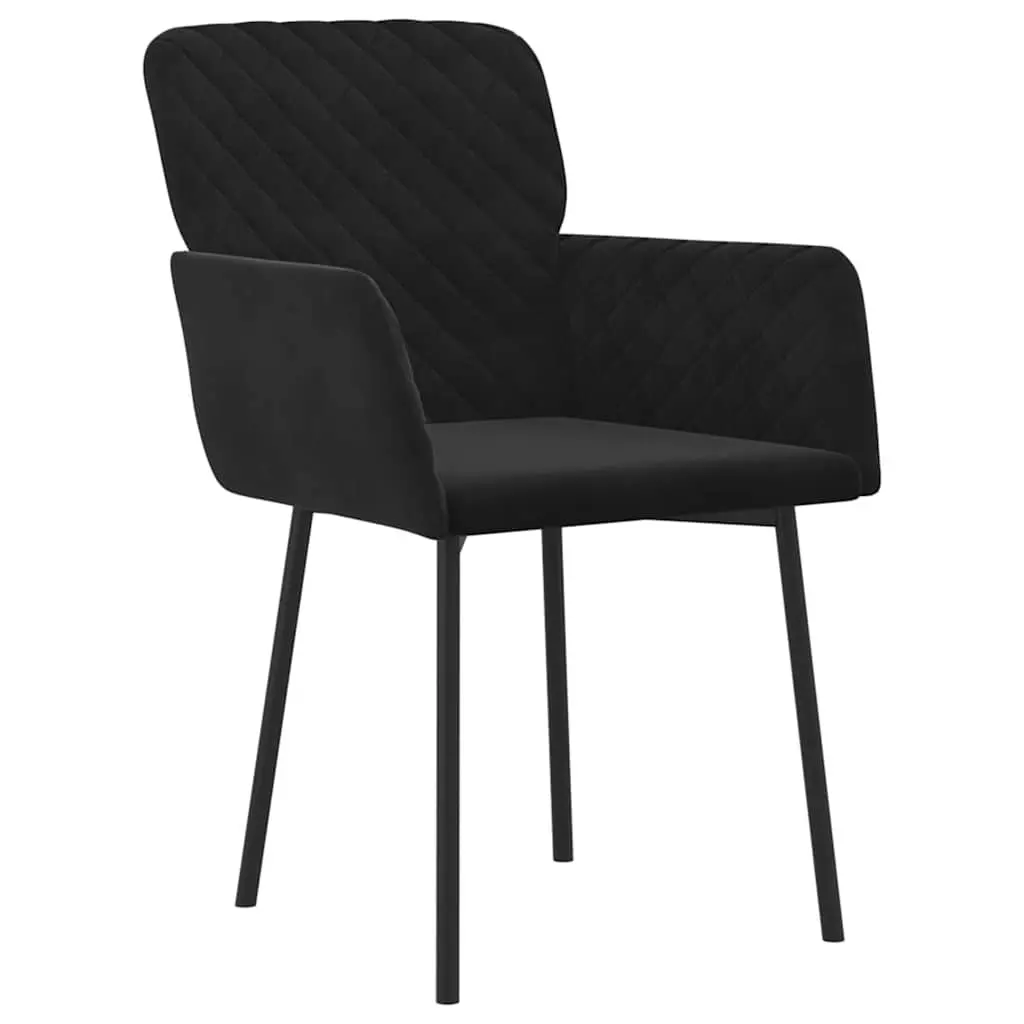 Dining Chairs 2 pcs Black Velvet Kitchen Seat Armrest Backrest Padded Comfort