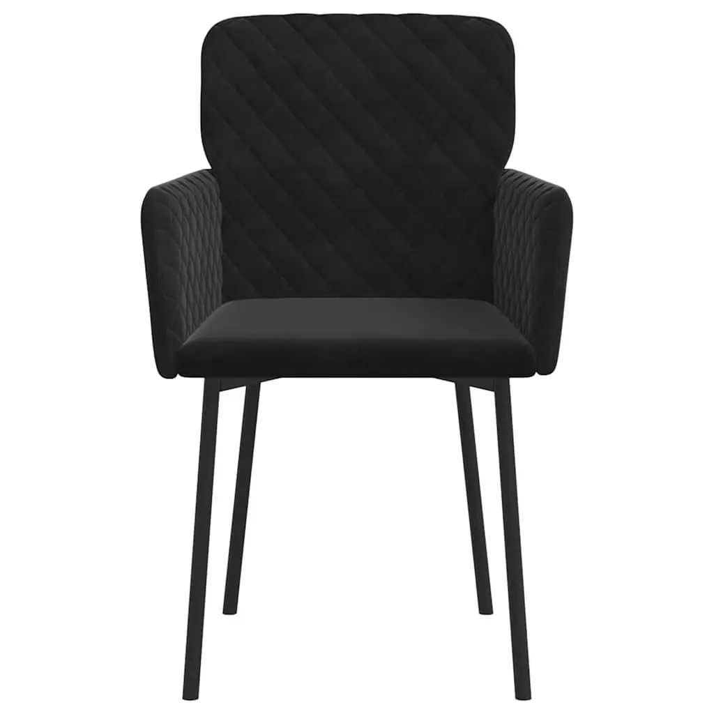 Dining Chairs 2 pcs Black Velvet Kitchen Seat Armrest Backrest Padded Comfort