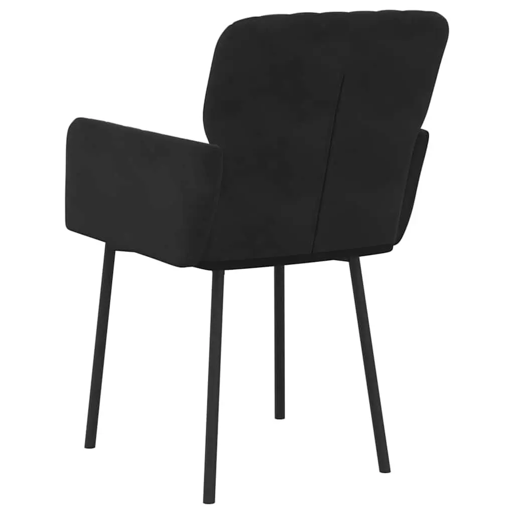 Dining Chairs 2 pcs Black Velvet Kitchen Seat Armrest Backrest Padded Comfort