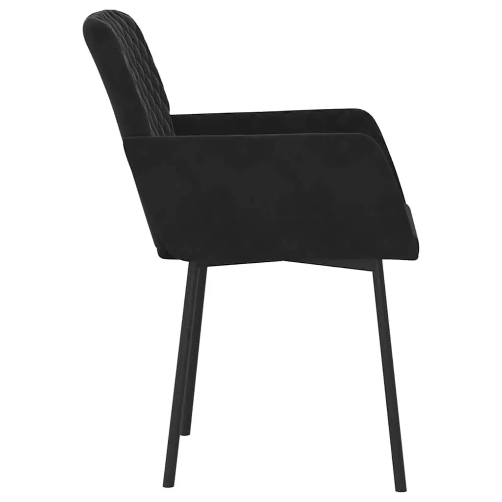 Dining Chairs 2 pcs Black Velvet Kitchen Seat Armrest Backrest Padded Comfort