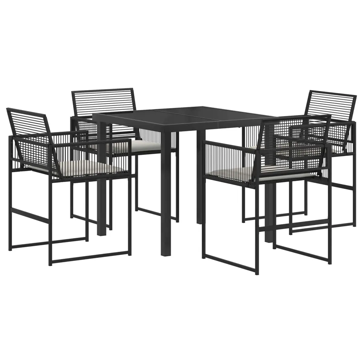 Outdoor Dining Set 5 Piece Black Poly Rattan Garden Furniture