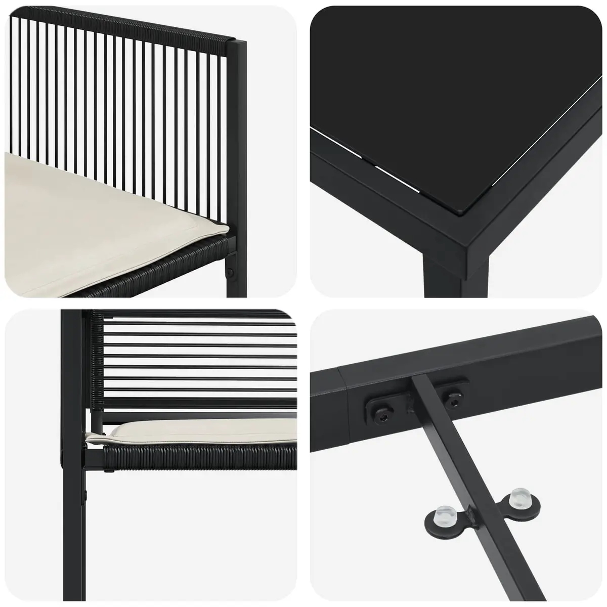 Outdoor Dining Set 5 Piece Black Poly Rattan Garden Furniture